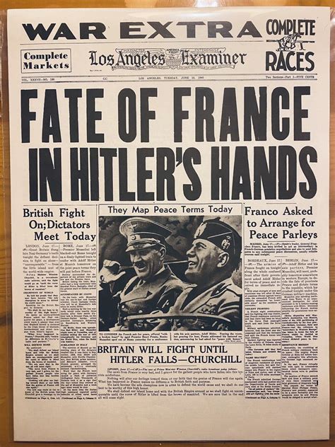 Vintage Newspaper Headlineworld War 2 Nazis Grelly Usa