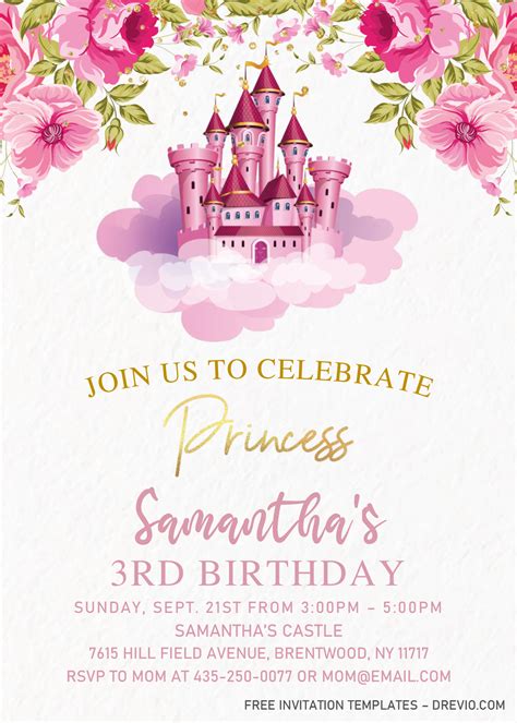 Princess Castle Invitation Templates Editable With Microsoft Word
