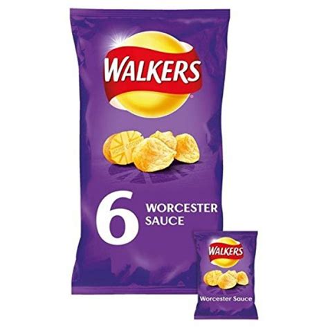 Walkers Worcester Sauce Crisps 25g X 6 Per Pack