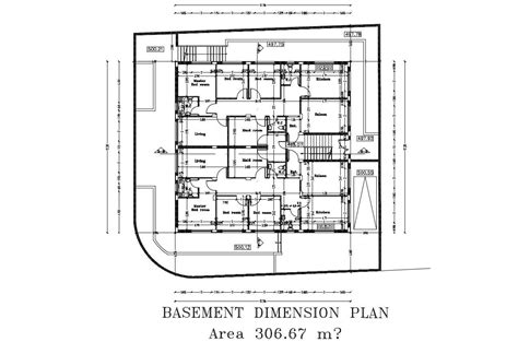 Residential Huge Building Floor Plan With Dimension Cadbull