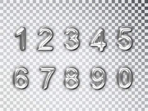 Premium Vector Silver Numbers Set Isolated Realistic Silver Shiny 3d