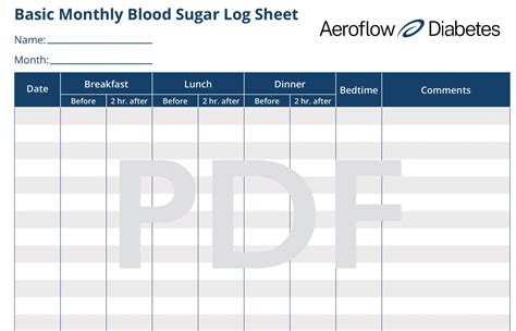 Large Print Monthly Free Printable Blood Sugar Log Sheet Printable