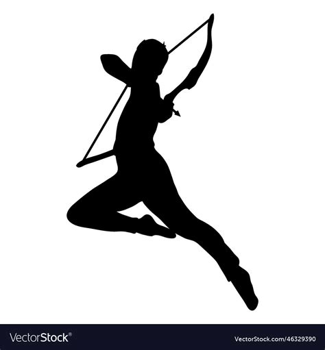 Archer Dynamic Pose Silhouette Royalty Free Vector Image