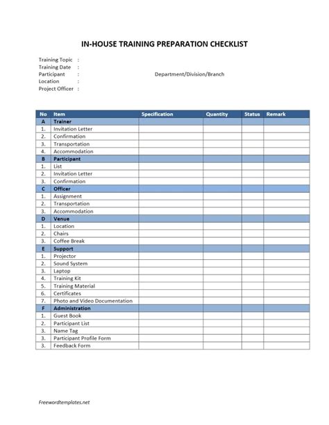 Logistics company handover list excel template excel. In-House Training Preparation Checklist