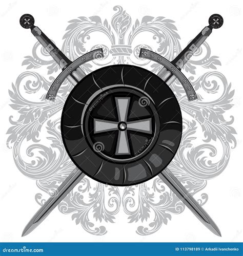 Knight Swords Two Crossed Knight Of The Sword And Shield Of The