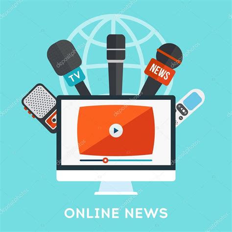 Online News Vector Illustration Live Report Concept Live News Stock