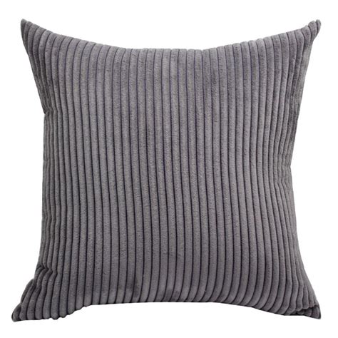 Solid Corduroy Throw Pillow Case Sofa Decor Cushion Cover 50x50cm Gray