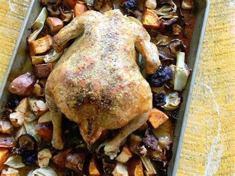 Whole Roasted Chicken With Sweet Potatoes Fennel And Apple Recipe