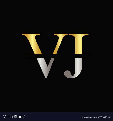 Creative Letter Vj Logo Template With Gold Vector Image