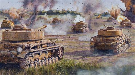 Military Paintings Panzer Iv Ausff1gh Medium Tank In Battle