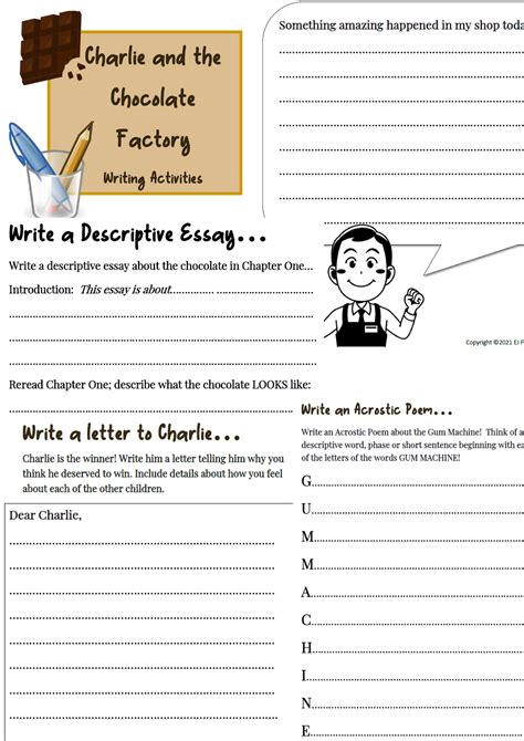Charlie And The Chocolate Factory Writing Activities Teaching Resources
