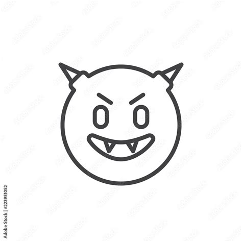 Devil Face Emoticon Outline Icon Linear Style Sign For Mobile Concept