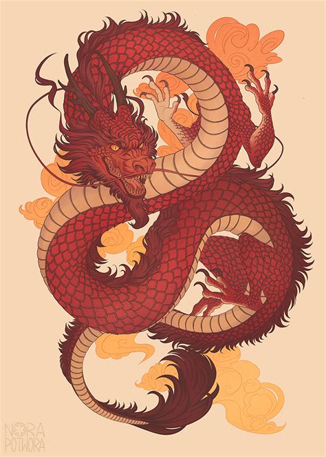 C Chinese Dragon By Norapotwora Japanese Art Dragon Artwork