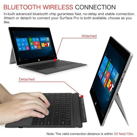 7 Color Backlit 123 Inch Bluetooth Keyboard For Microsoft Surface