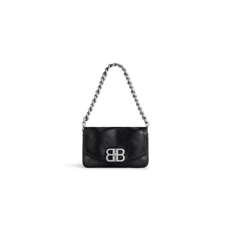 women s bb soft small flap bag in black balenciaga us
