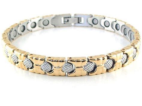 Magnetic Bracelet Solid Stainless Steel Links Silver And Gold Style 36