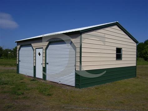 Side Entry Metal Garage Vertical Roof 22w X 26l X 9h 2 Cars