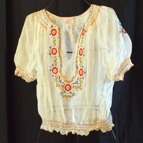 Vintage Embroidered Peasant Blouse Made In Hungary 19401950 Etsy