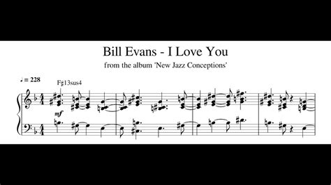 Bill Evans I Love You Piano Transcription Sheet Music In Description Youtube