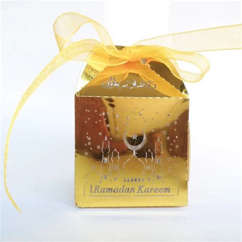 50 Pieces Ramadan Kareem T Box 5x5x8cm Gold Silver Ramadan