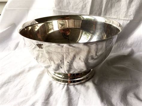 Large Silver Bowl Silver Plate Paul Revere Style Vintage Primrose
