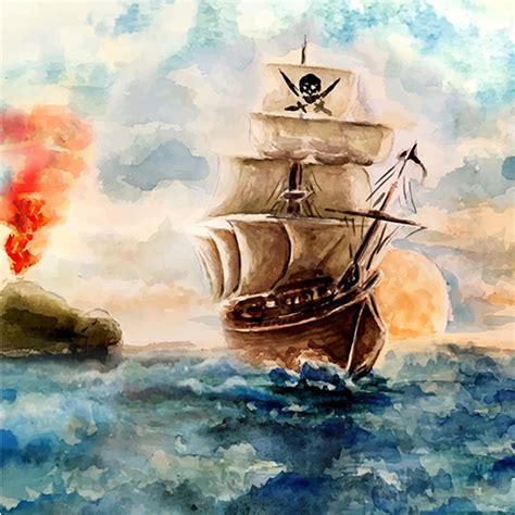 Watercolor Pirate Ship At PaintingValley Com Explore Collection Of