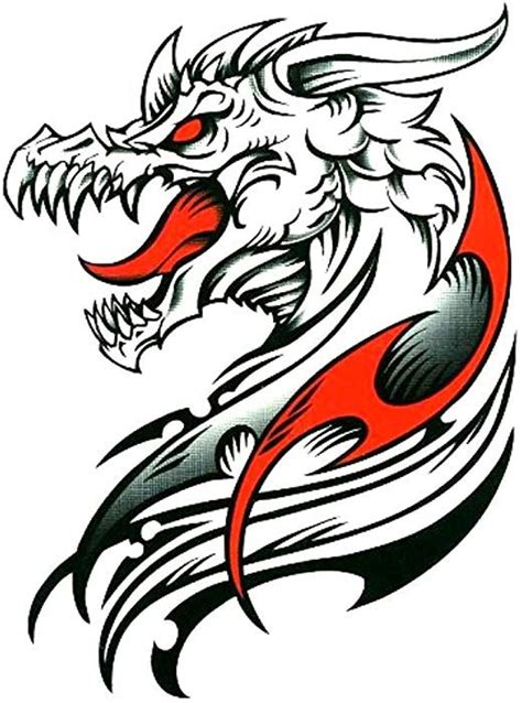 Red And Black Tribal Dracul Dragon Temporary Body Art Tattoos 6 X 45