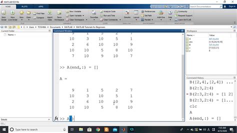 Matlab 520 Arrays Indexing Deleting Rows And Columns Youtube