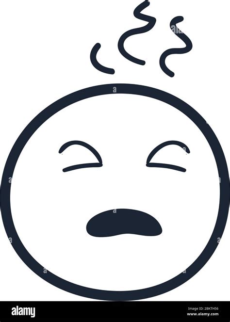 Emoji Mit Kopfschmerzen Linie Stil Icon Design Cartoon Ausdruck