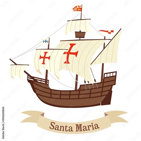 Caravel Santa Maria The Ship Of Christopher Columbus Vector Graphics