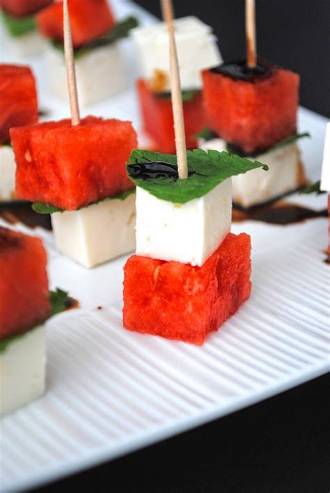 Watermelon Feta Mint Skewers With A Balsamic Drizzle Kitchinit