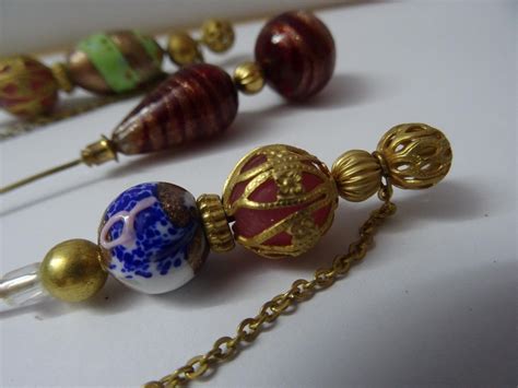 Italy Rare Murano Glass Hat Pin Vintage Lot Of 3 Pins Gold Flake Ebay