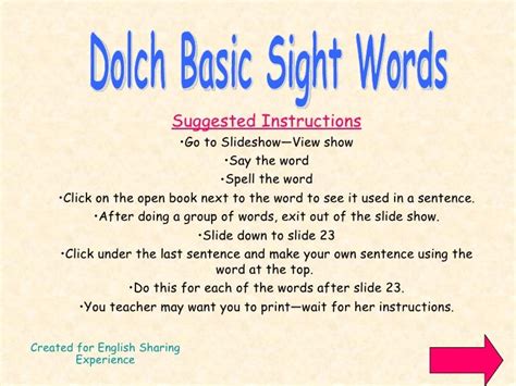 Dolchs Basic Sight Words
