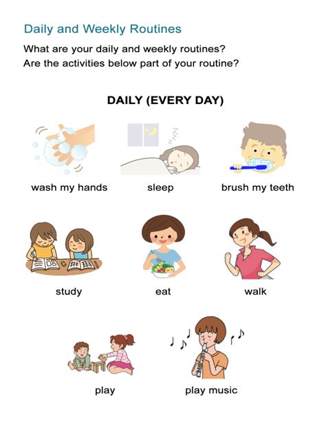 Daily Routine Verbs Printable Worksheets For Grade English Worksheets