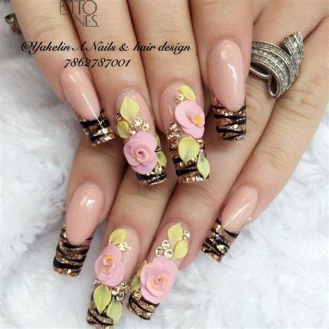 Next may be the photo about acrilico uñas rosas con dorado you could help make an insight. Zebra dorado y rosas 3d | Cute nail art designs, Nail art ...