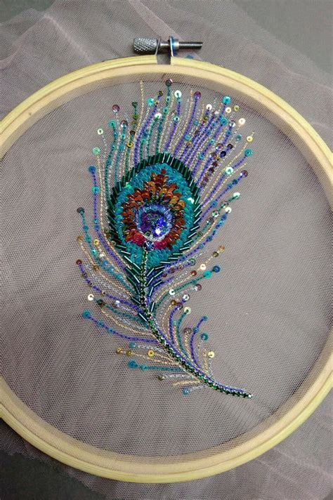Handmade Embroidery Peacock Feather Decoration Accessory Etsy Singapore