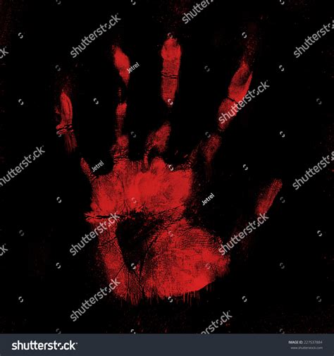 Scary Bloody Hand Print On Black Stock Illustration 227537884