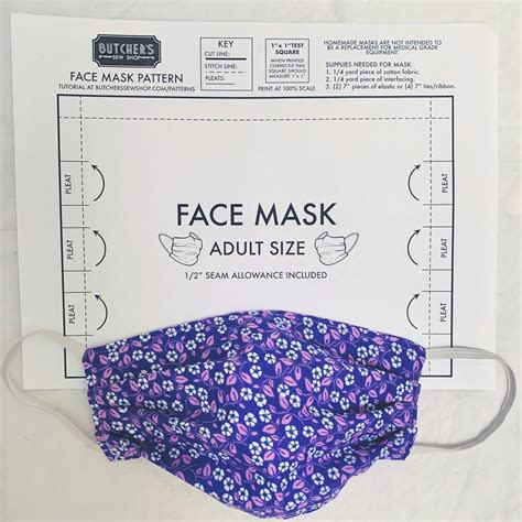 10 free face mask patterns. Adult Face Mask Sewing Pattern - Butcher's Sew Shop