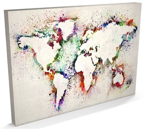 Map Of The World Map Abstract Painting Canvas Art A3 To A1 V778