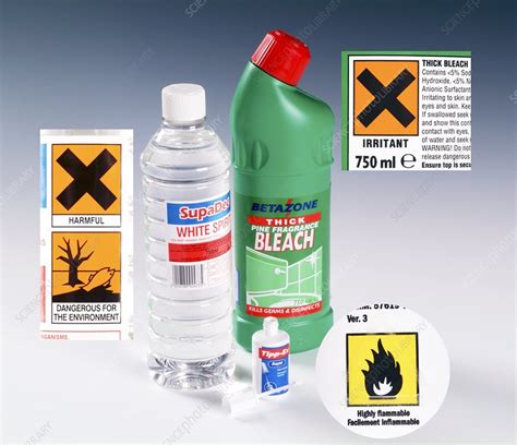 Household Chemical Warning Labels Stock Image H Science