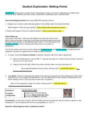 About covalent and ionic bonds. melting points.docx - Student Exploration Melting Points ...