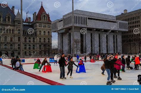 Ice Skating In Winter At Capital Square Empire Plaza In Downtown Albany