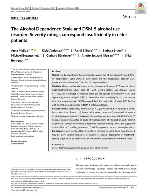 Pdf The Alcohol Dependence Scale And Dsm 5 Alcohol Use Disorder