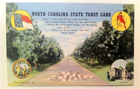 Vintage N C Postcard North Carolina State Toast Card