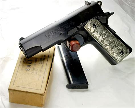 Colt 1911 Custom Grips Solid Pewter W Scroll Pattern Kimber Engraved