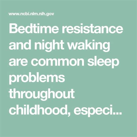 Bedtime Resistance And Night Waking Are Common Sleep Problems