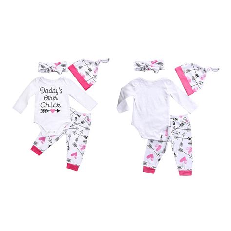Buy 4pcsset Newborn Baby Girls Cotton Long Sleeve Romper Arrow Pants