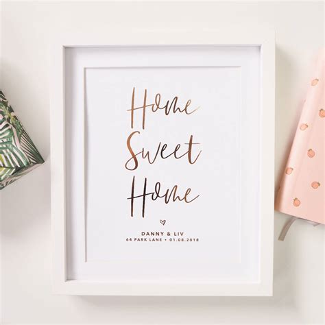 Personalised ‘home Sweet Home New Home Foil Print By Lily Rose Co