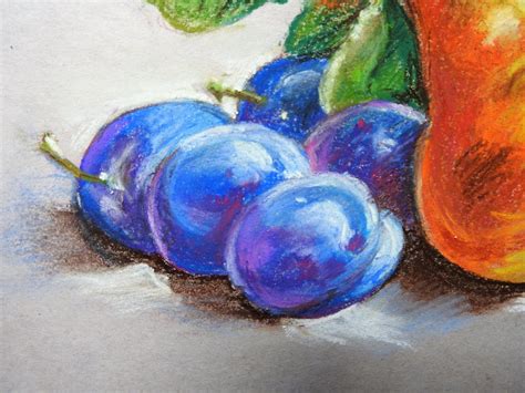 Soft Pastel Still Life Pears Plums Original Art 100 Hand Etsy