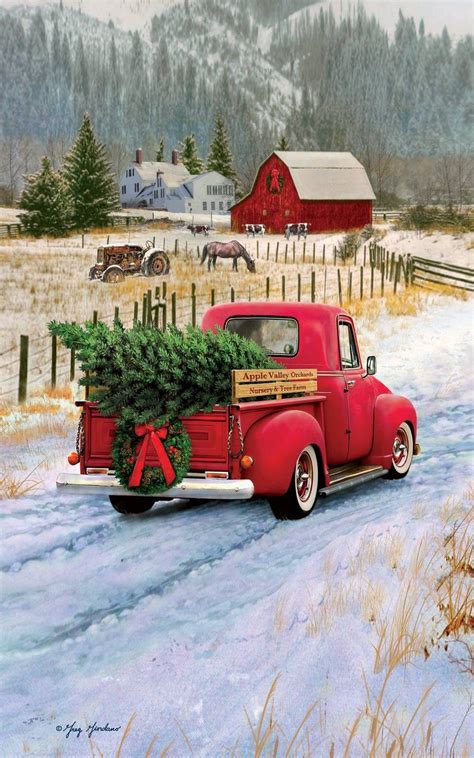 Old Red Truck Christmas Wallpaper